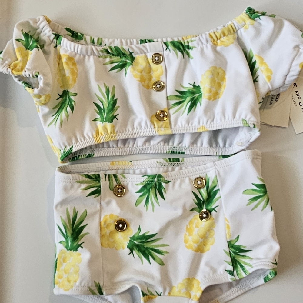 Pineapple Print Off-Shoulder Bikini Set